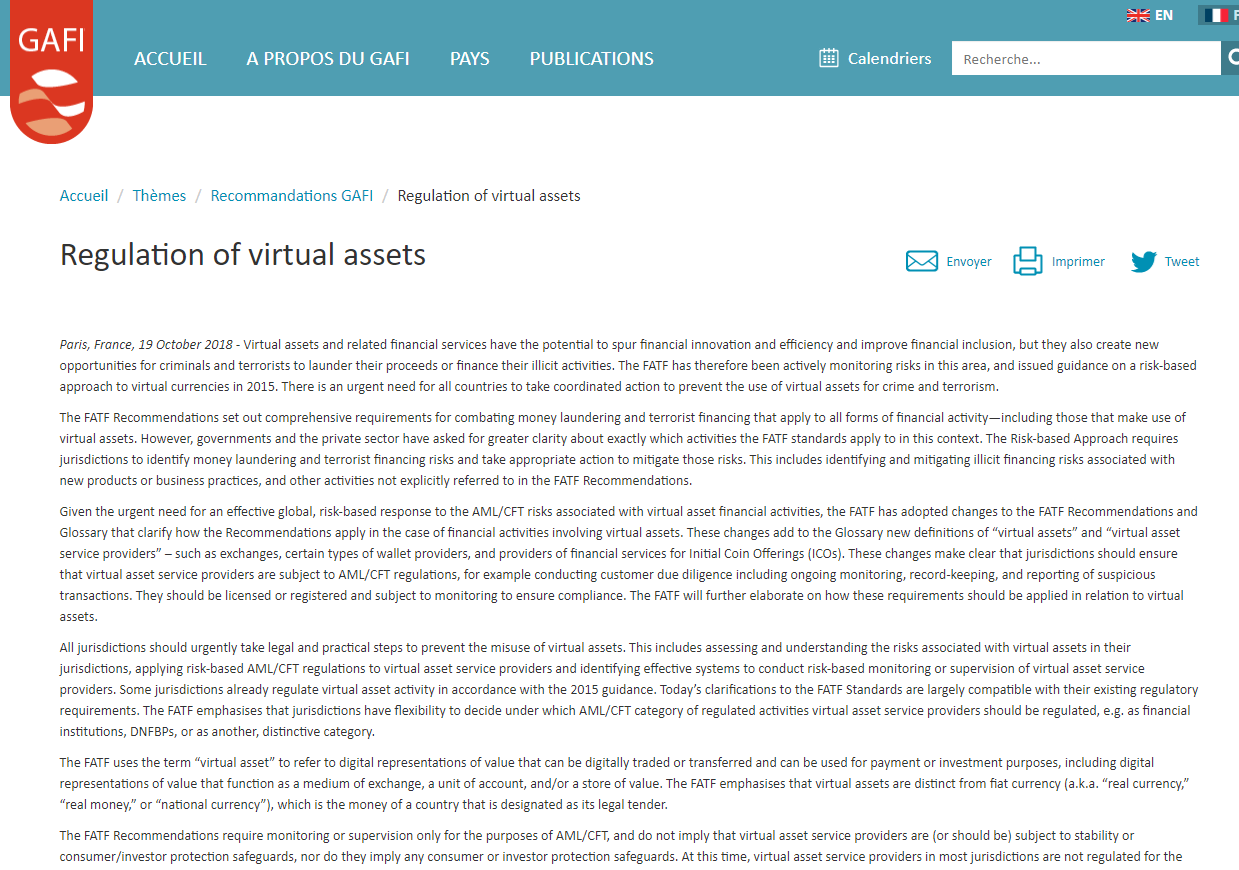 Regulation of virtual assets